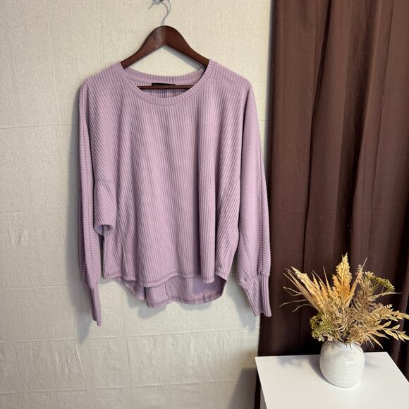 Jane + Delancey Top Size M Light Purple Soft Stretch Knit Long Sleeve Round Neck - Picture 1 of 11